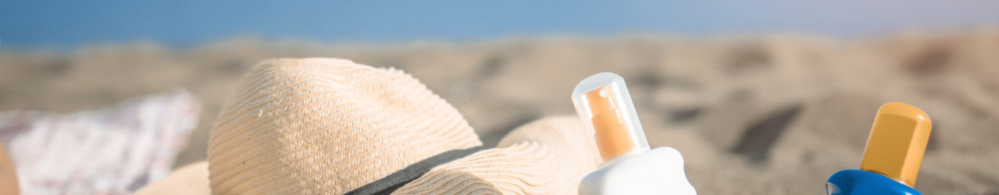 Sun protection set on beach